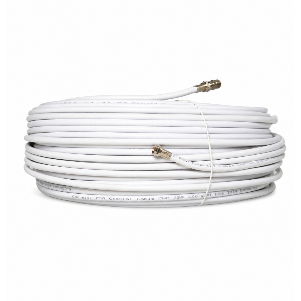 Kit Cabo Coaxial RG59 15 metros, Branco, Incluso conectores — imagem 2 de 2
