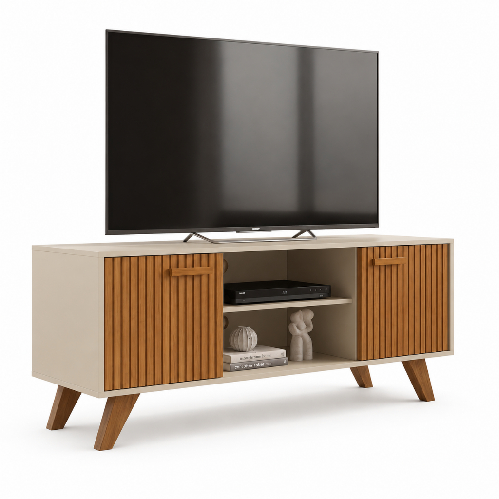 Rack Para Sala Estante para TV Moderno Com Prateleiras Rebeca de até 50 Polegadas