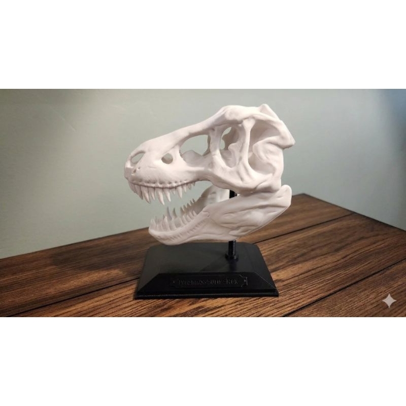 Crânio T-Rex Decorativo 3D – Escultura Dinossauro para Mesa, Estante, Quarto Geek e Presente