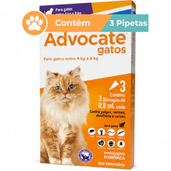 Antipulgas Advocate Elanco Gatos 4 A 8kg 3 Bisnagas De 0,8ml