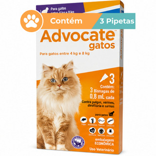 Antipulgas Advocate Elanco Gatos 4 A 8kg 3 Bisnagas De 0,8ml