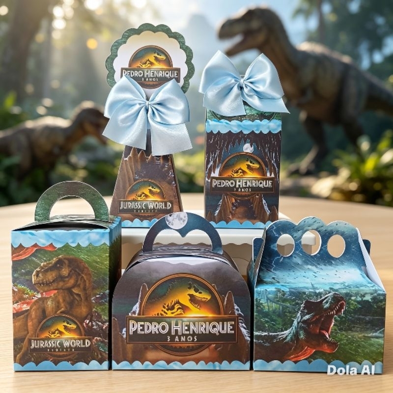PEGUE E MONTE - Kit Festa Personalizados Jurassic World | Caixinhas Lembrancinhas para festas Jurassic park Dinossauro