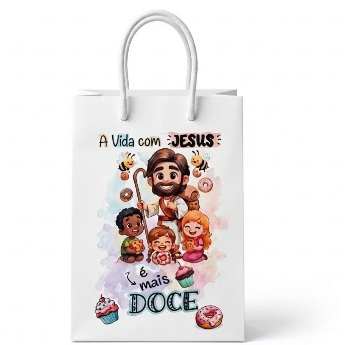 Sacolinhas  surpresa a vida com Jesus é mais doce pegue e monte,
