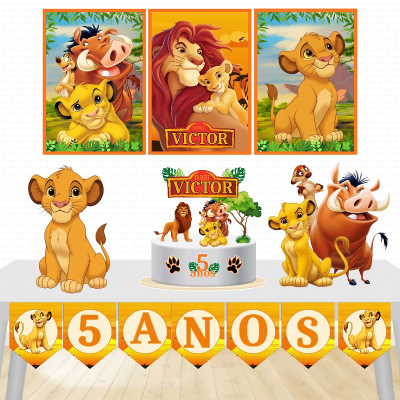Kit Festa Só um Bolinho-O Rei Leão- Kit Personalizado Mesversario/Aniversário Infantil- Kit festa completo pegue e monte