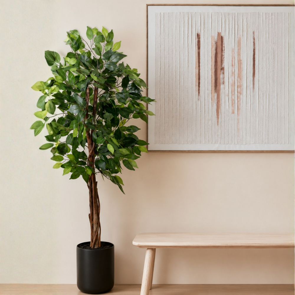 Planta Ficus Artificial Grande Premium Folha Verde Decoração Shopsul