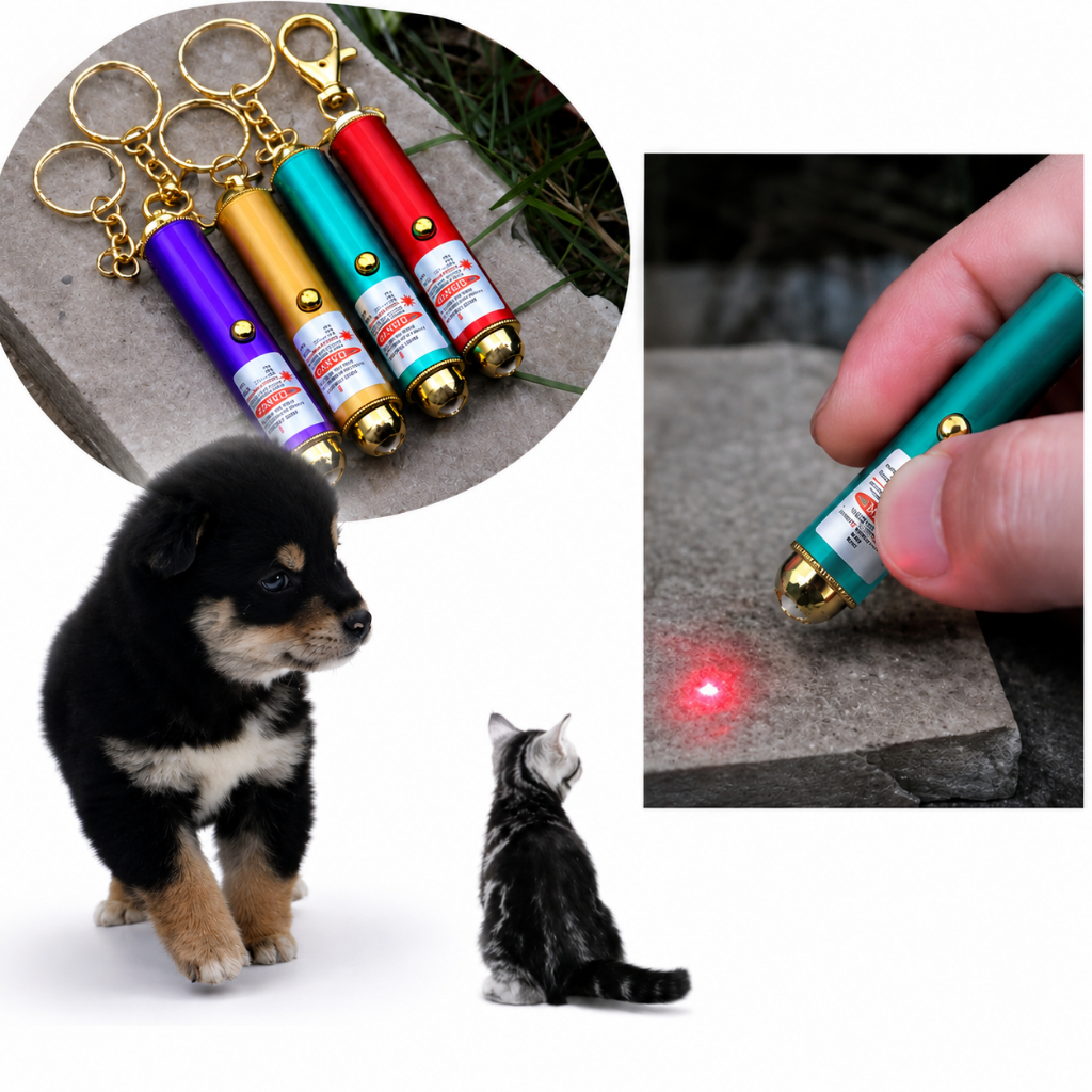 Laser Interativo para Gatos e Cachorros Chaveiro Portátil Brinquedo para Pets Diversão e Estímulo