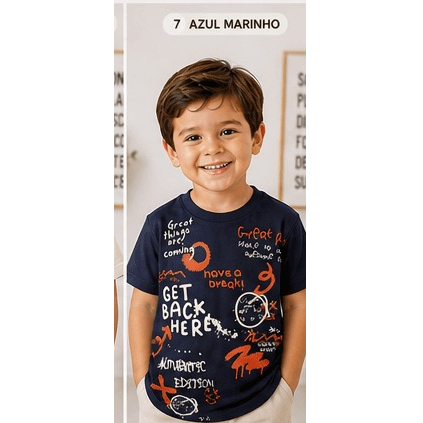 Camiseta Infantil Streetwear Desenho Menino Algodão Premium Estampada