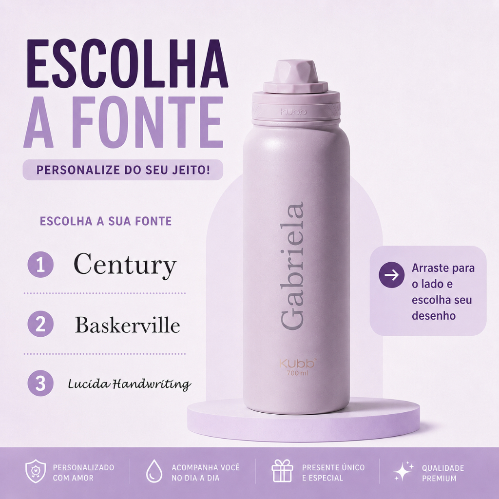 Garrafa Térmica Inox Kubb Hydra 650ml ou 950ml Perolada Personalizada — foto 4