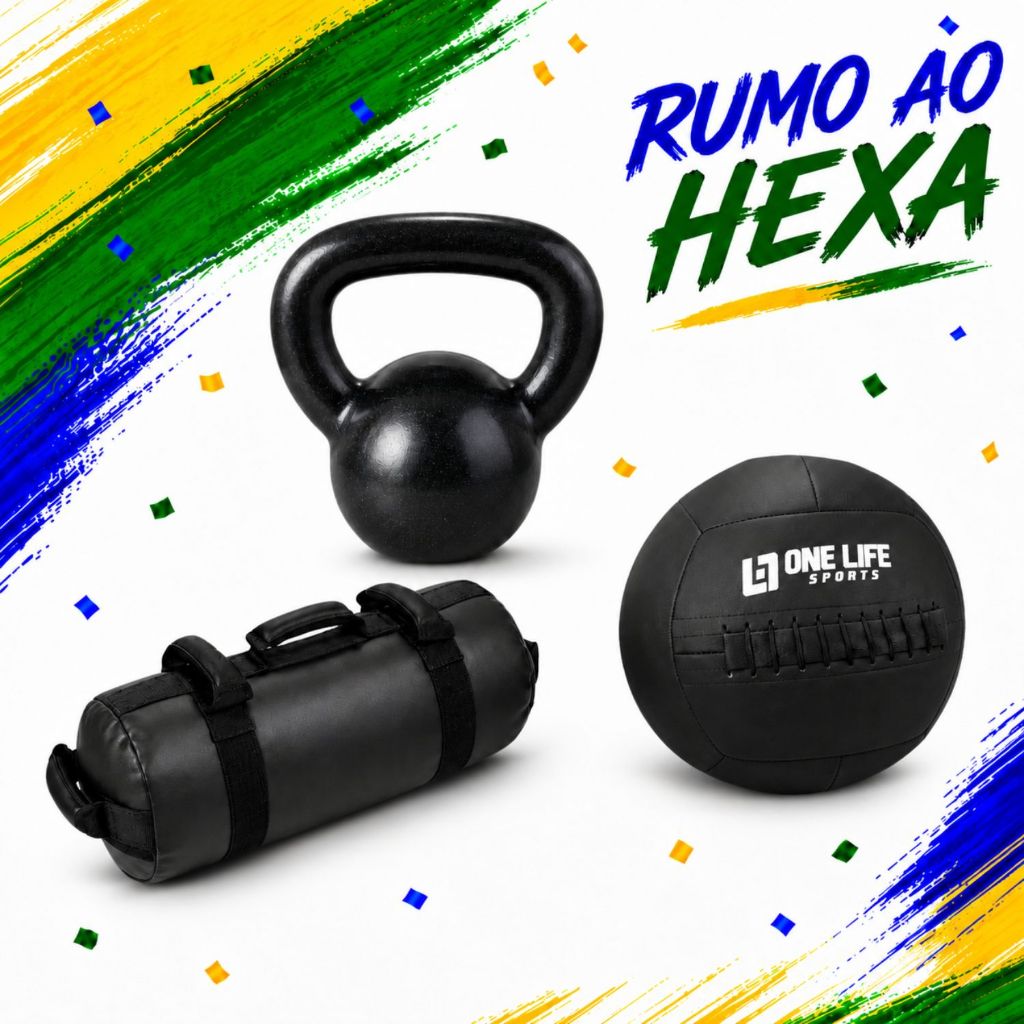 Kit Kettlebell 4kg + Wall Ball 4kg + Power Bag 5kg | one life sports peso pesado treino intenso fit