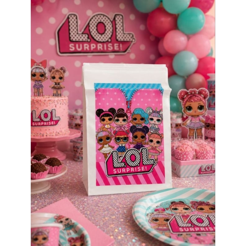 Sacolinha Plástica Surpresa LOL Festa Infantil Aniversário Lembrancinha Kit Doces Menina