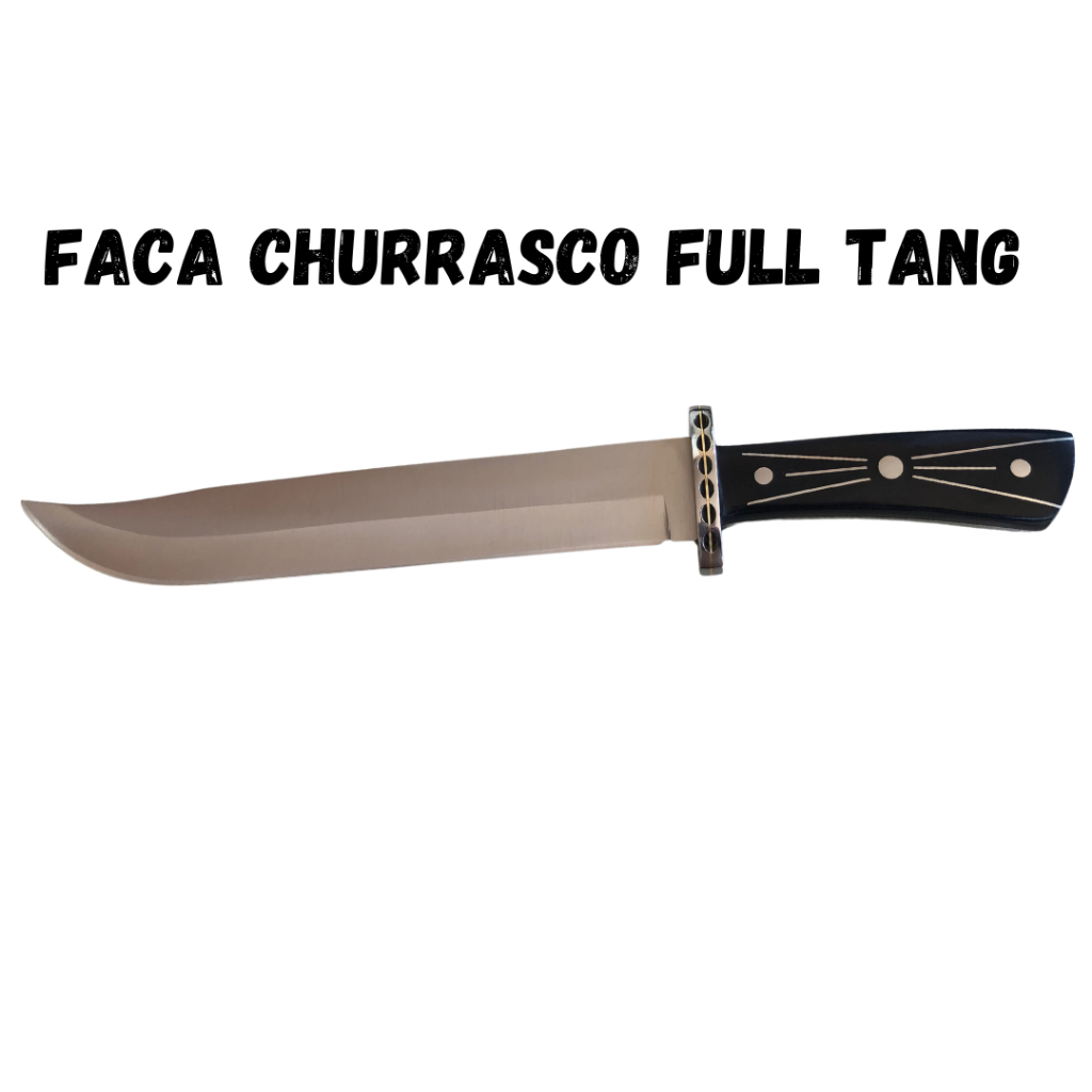 Faca Churrasco Caça e Pesca Cabo Artesanal em Madeira, Aço Inox FullTang - 1033
