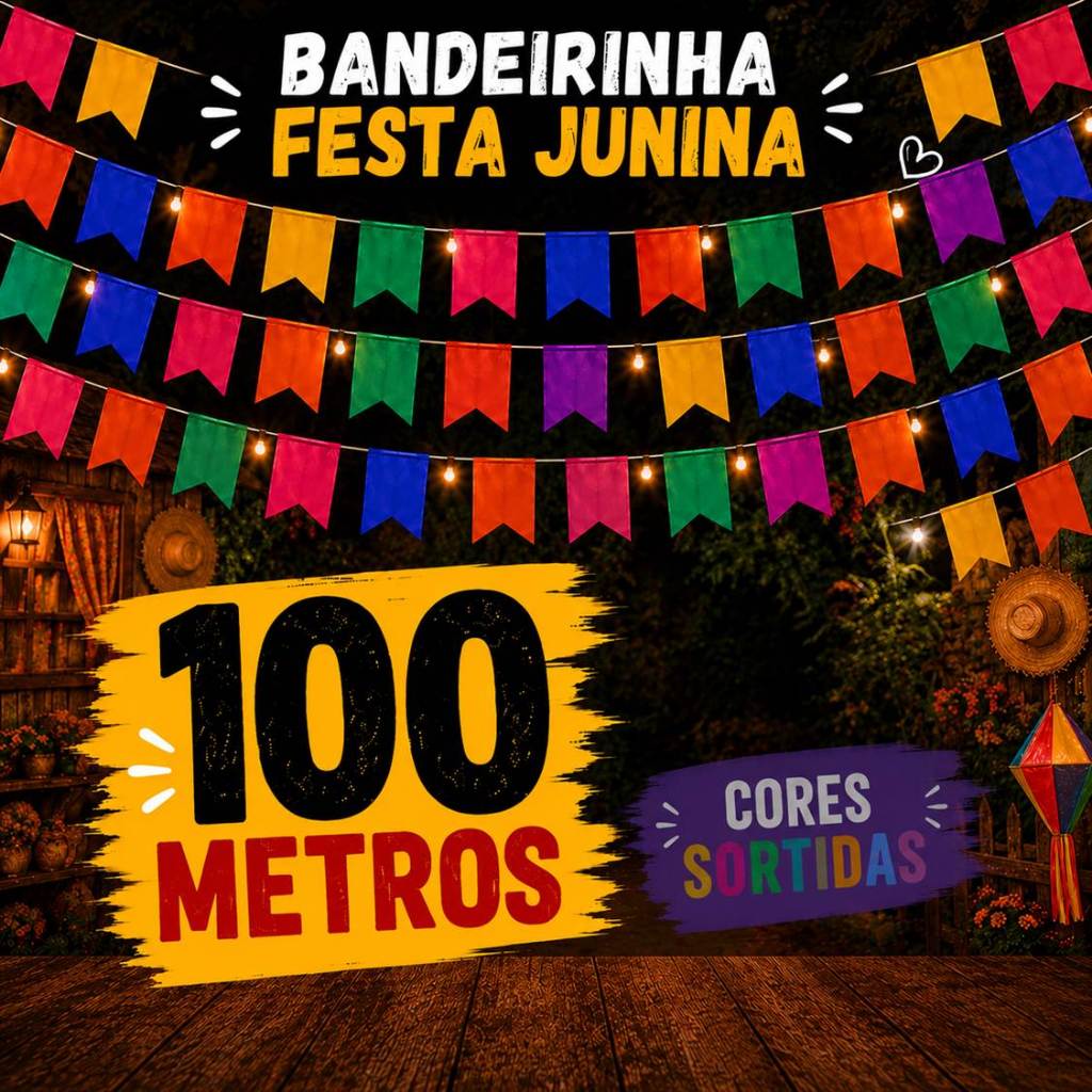 Kit de Bandeirinha Festa Junina Colorida Decoração Arraiá Cores Sortidas