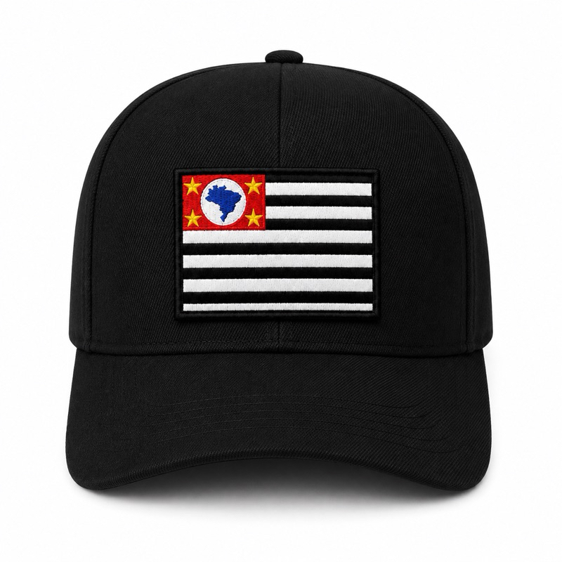 Boné Tático Bandeira de São Paulo Bordada Ajustável Unissex Casual Premium