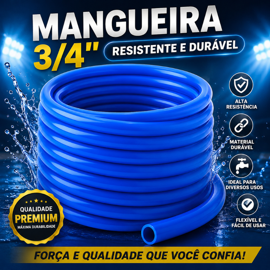 Mangueira Jardim 3/4 Reforçada Alta Pressão Siliconada Flexível Irrigação Azul