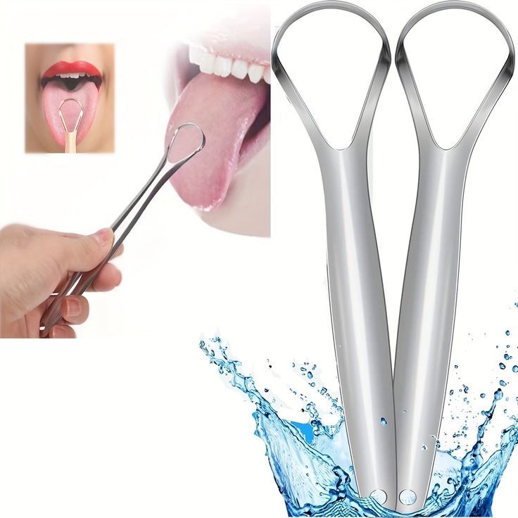 Raspador de Língua Aço Inoxidável Para Cuidados Bucais