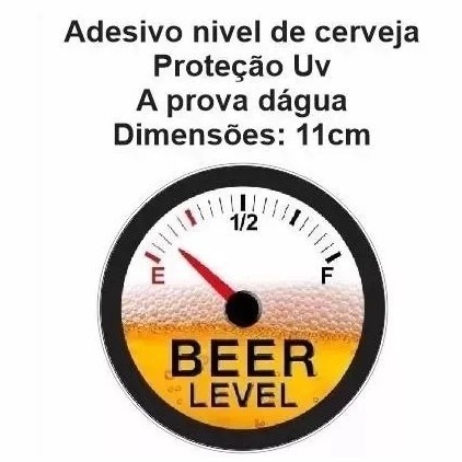 Adesivo Nível De Cerveja Beer Level Bar Barzinho Engraçado Humor 11cm
