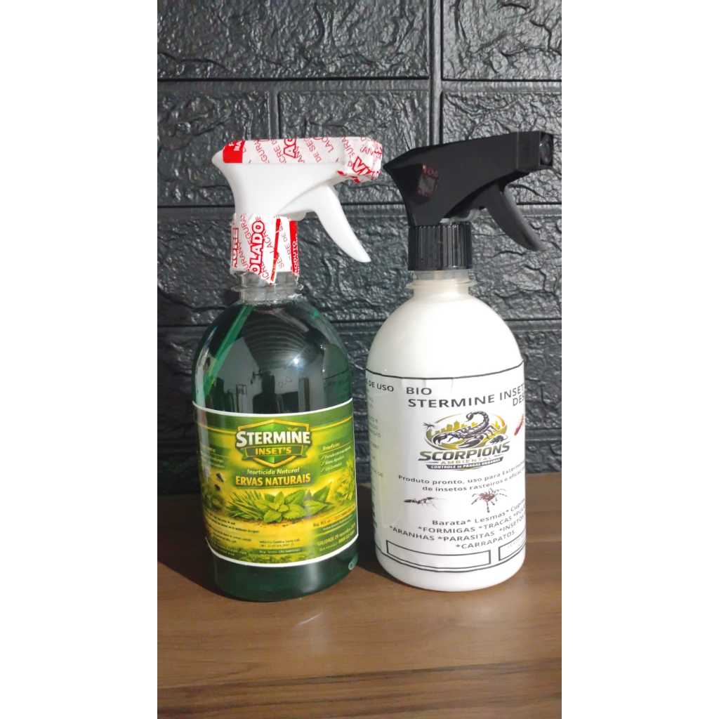 Kit Inseticida natural+ poderoso exterminador de insetos 500ml cada com borrifador contra baratas formigas pulgas aranha