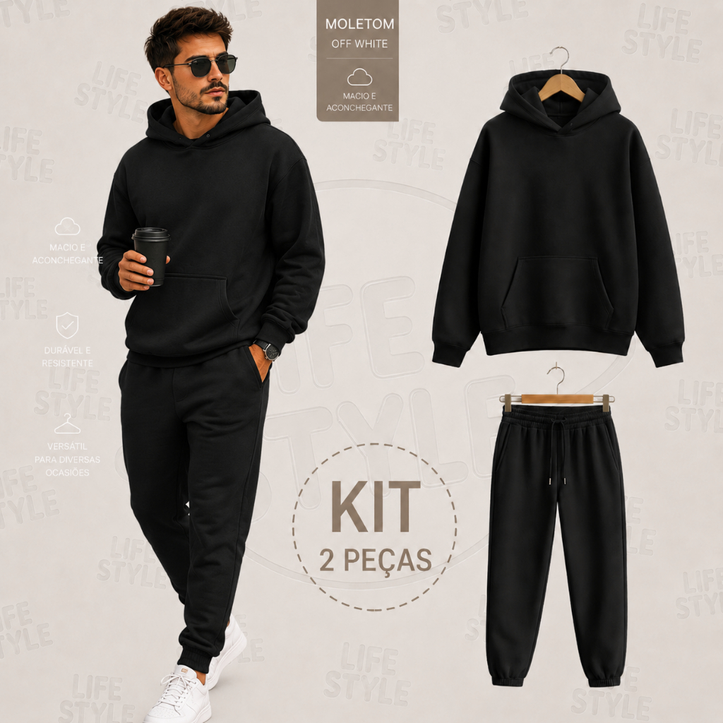 Conjunto kit moletom canguru calça jogger flanelado envio imediato