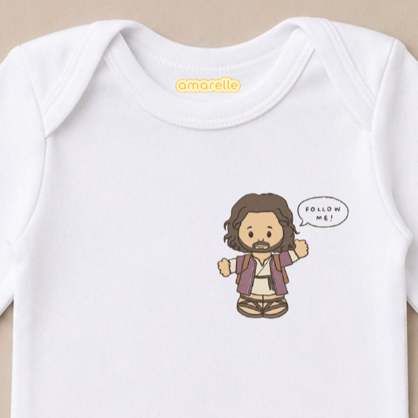 Body Infantil bebê menina manga comprida, manga longa, 100% Algodão - Jesus, the chosen, Deus Cristo