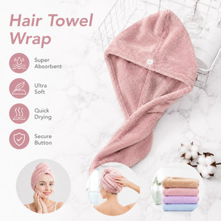 2 Unidade Toalha Grossa Mágica Para Cabelo Secar Rápido Touca Banho Microfibras Várias Cores Casa Promoção
