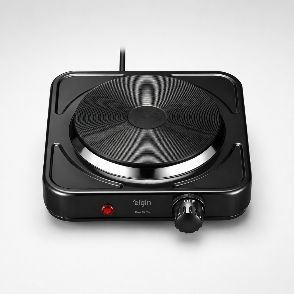 Fogão Elétrico Portátil 1 Boca Single Cook 1000W Preto Elgin - 127V