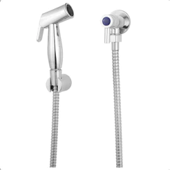 Ducha Higiênica 100% Completa Mangueira 1,20m Metal Inox Registro para Banheiro Lavabo Cromada 1/4 Volta