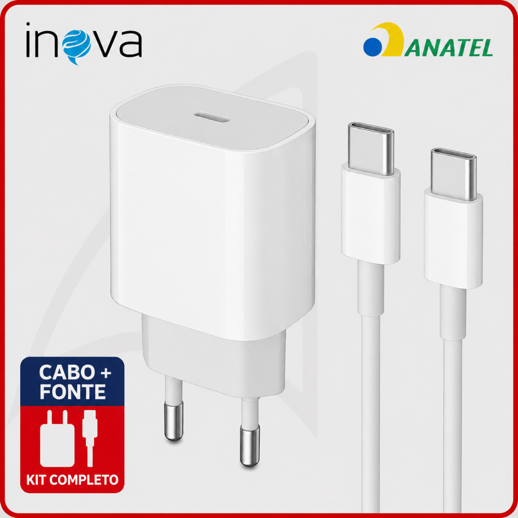 Fonte Carregador Turbo 20W + Cabo USB-C Inova