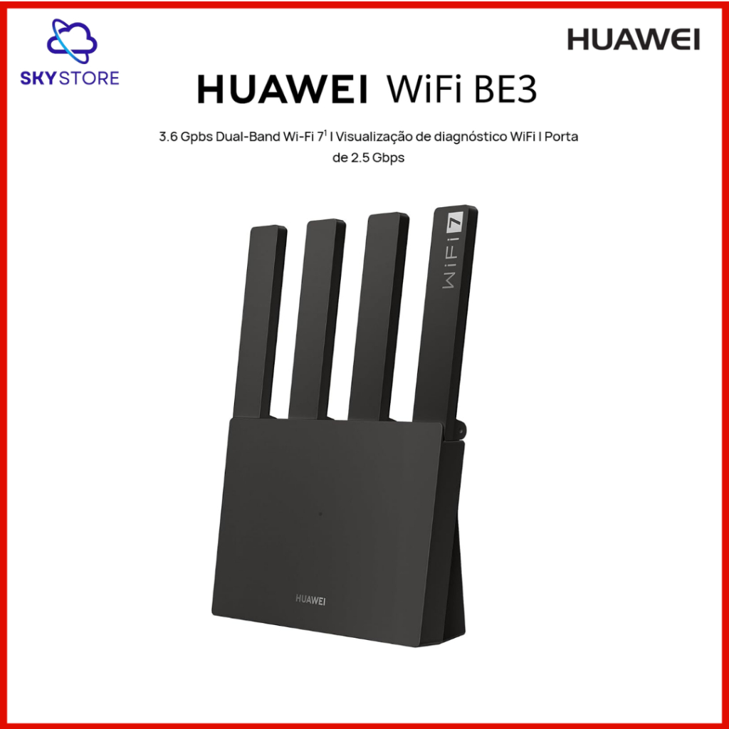 HUAWEI WiFi BE3 | Roteador | 3.6 Gpbs Dual-Band Wi-Fi 7 | Porta de 2.5 Gbps