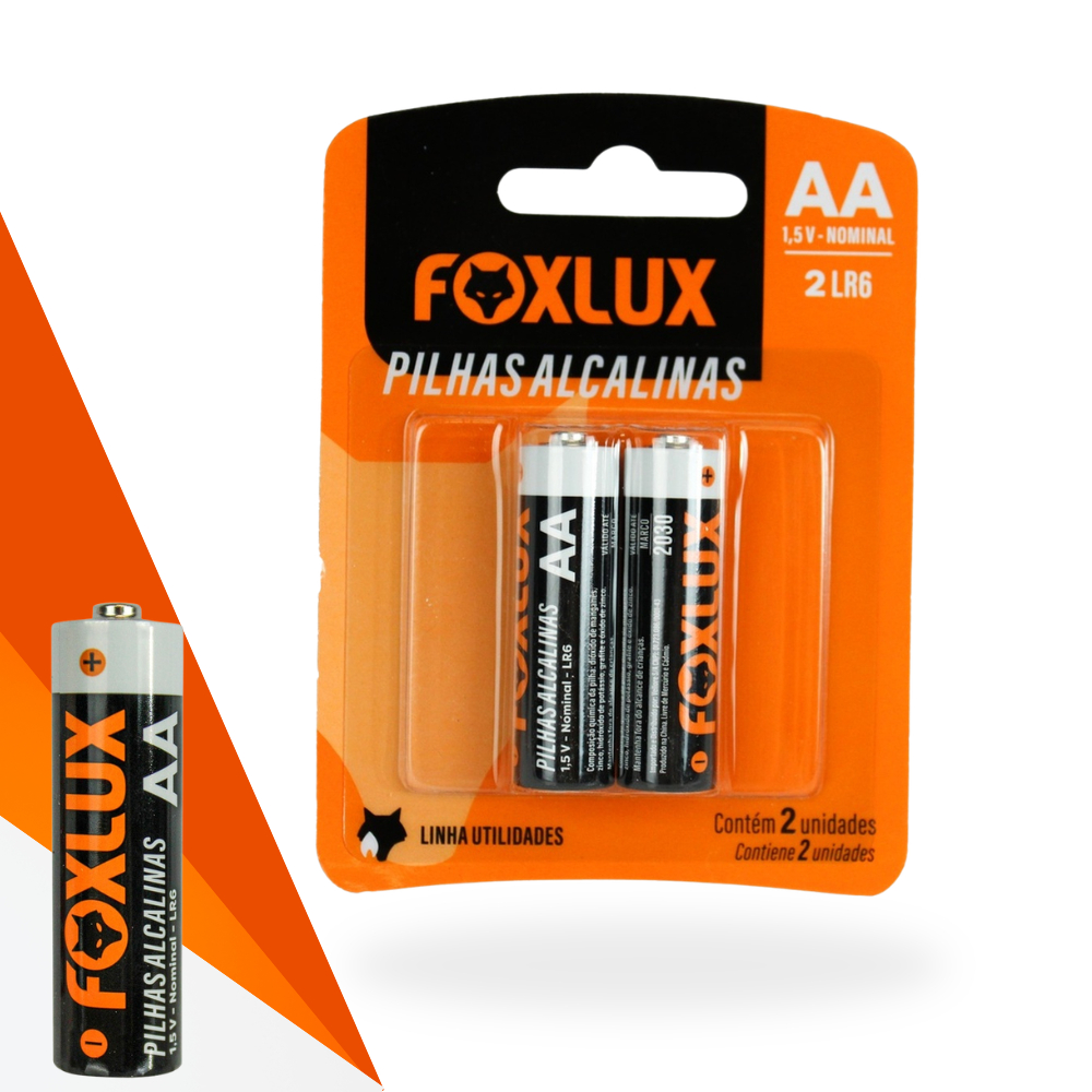 Pilha Alcalina Foxlux AA Pequena 2 Un | energia confiável, longa duração, ideal para controles