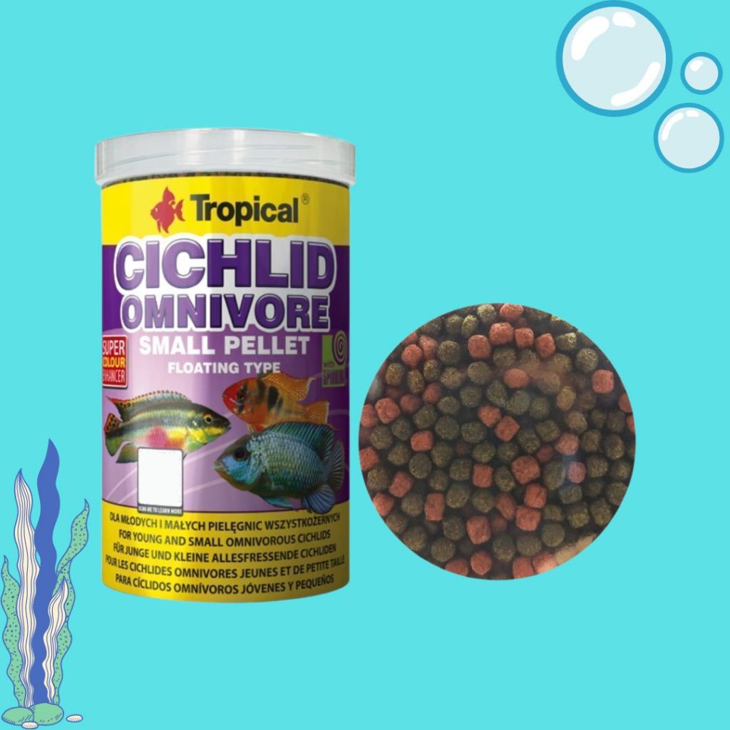 Ração Para Peixes Ciclídeos Onívoros Pequenos Pellet 90g - Tropical