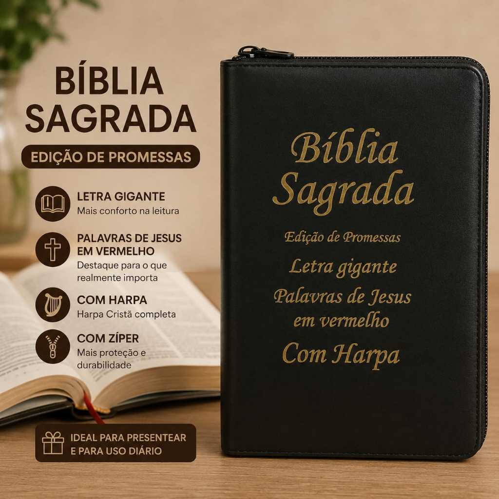 Bíblia Sagrada Letra Gigante Com Harpa UNISSEX Lindíssima Capa Dura Flores "Deus Cuida de Mim" Almeida Revista Corrigida