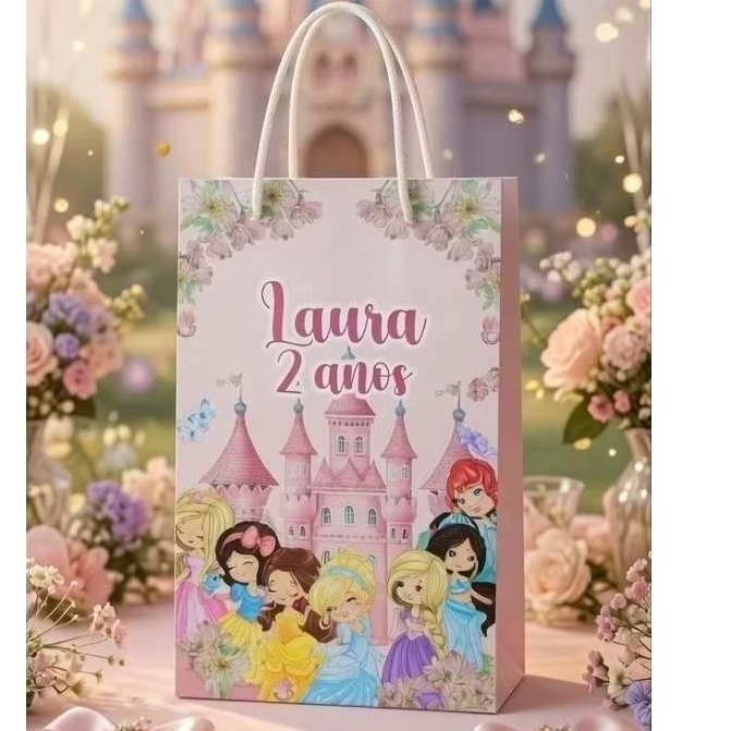Sacolinha Saquinho Surpresa Personalizados Princesas Baby  festa infantil  Princesa