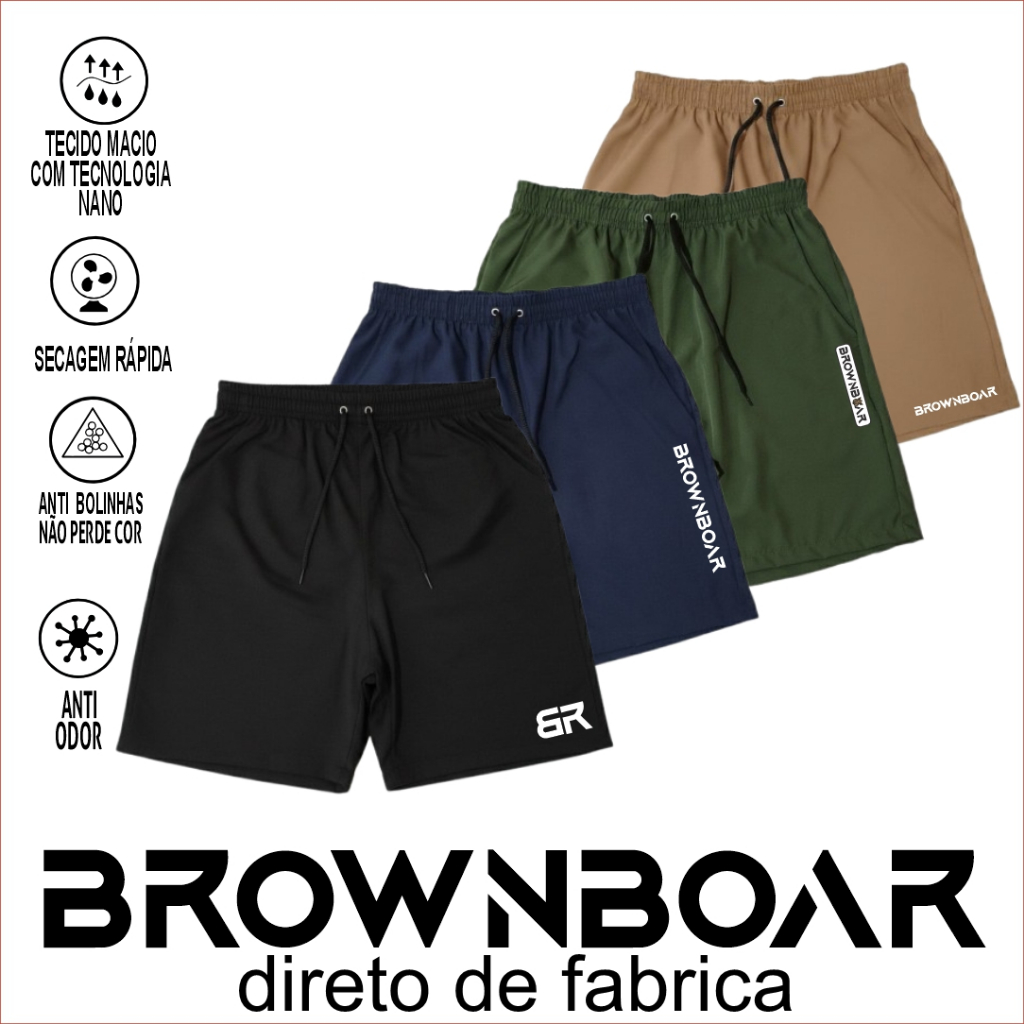 Kit 3 Bermuda Masculino Tactel Elastano Shorts Academia Banho e Esportes e Dia a Dia Estampas Variadas