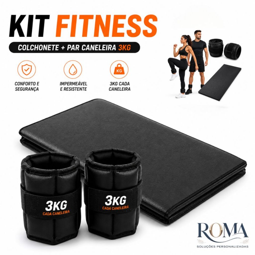 Kit Treino Completo Caneleira 3kg Par + Colchonete Profissional
