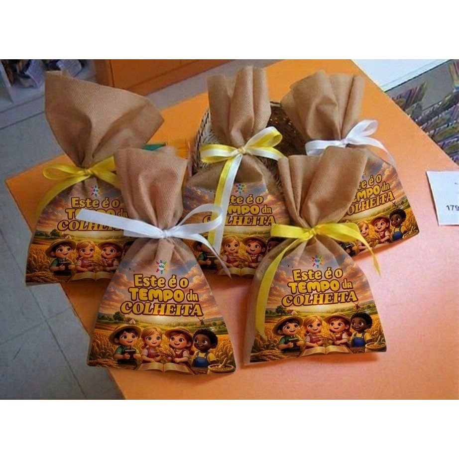 Saquinho tnt  surpresa tematico tempo da colheita EBF- Lembrancinhas personalizadas
