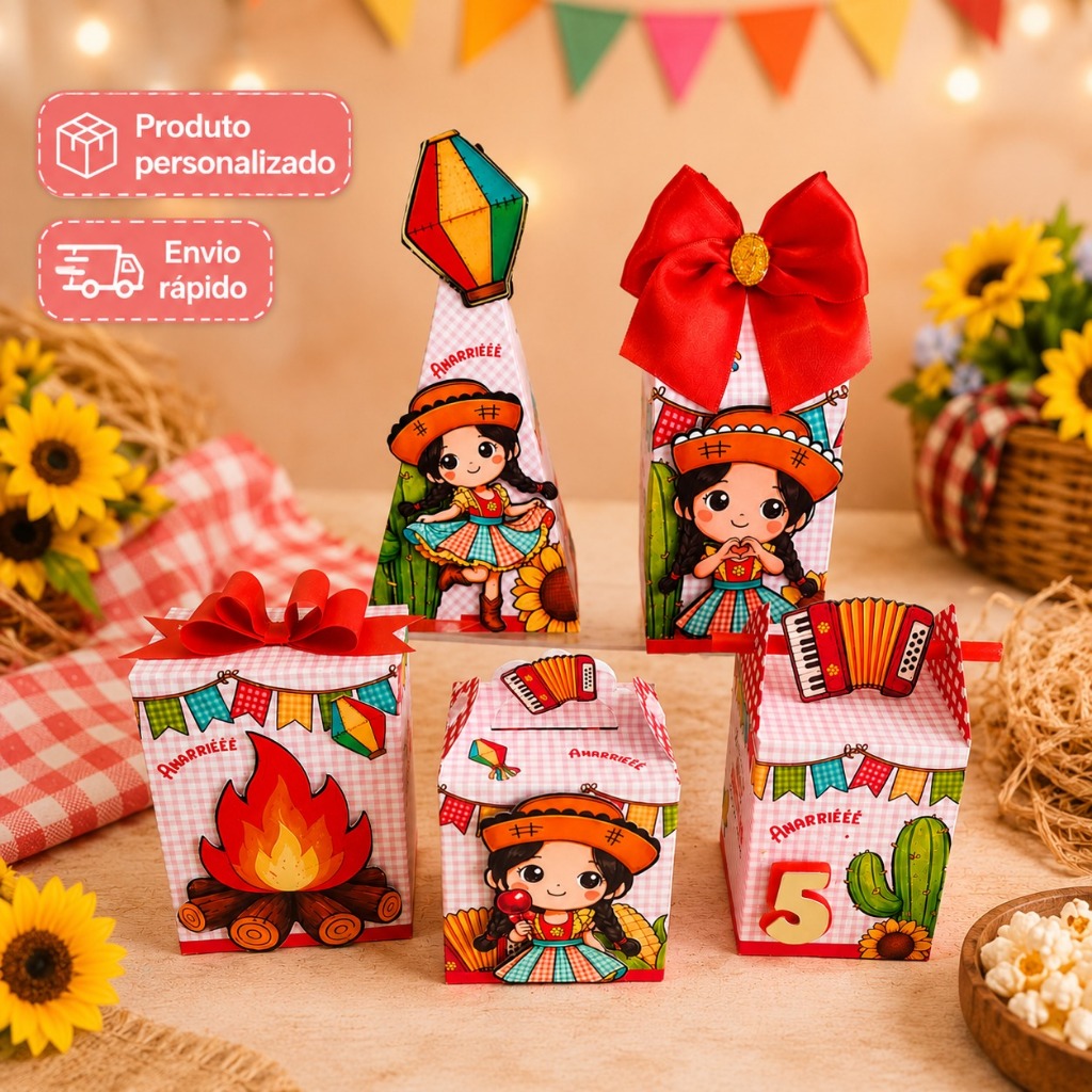 Caixinhas Festa Junina - Arraiá - PEGUE E MONTE - festa lembrancinhas aniversario decoração personalizados