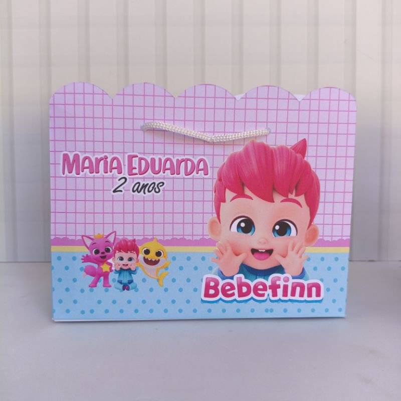 Sacolinha Personalizada Tema Bebefinn PEGUE E MONTE - Lembrancinha para Festa de Aniversário - Sacolas
