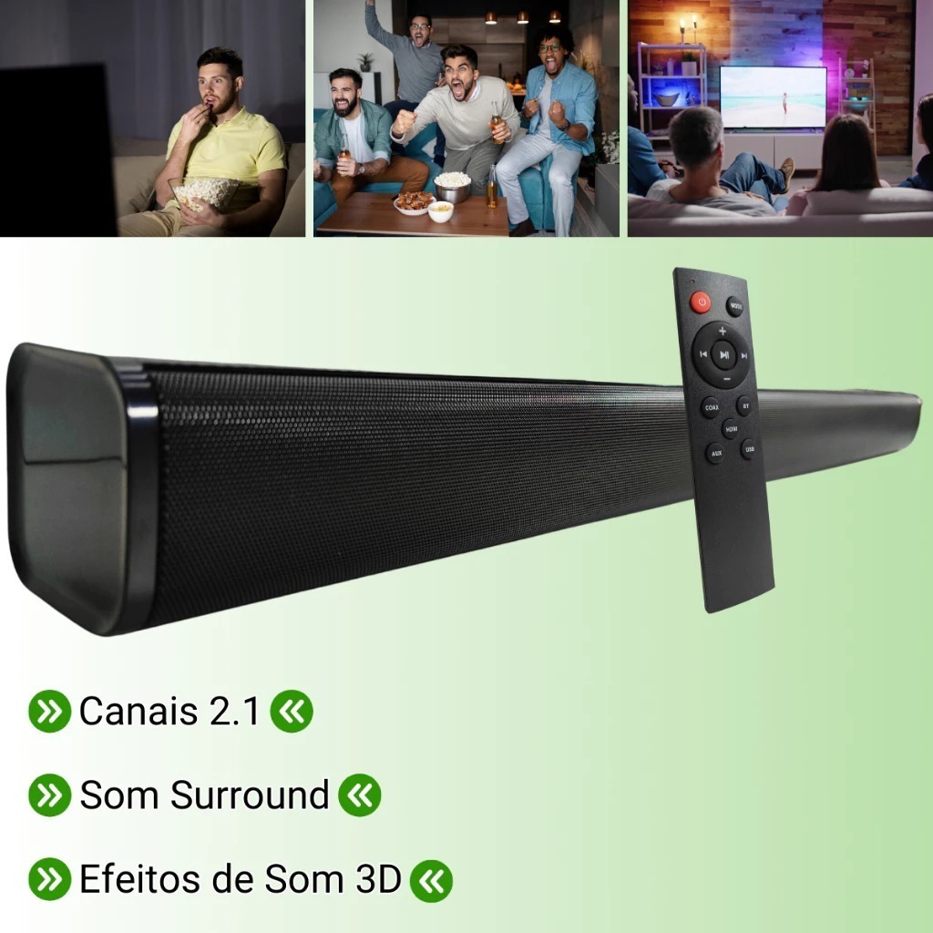 Soundbar Som Para Casa Sound Bar 80w Potente Smart Tv Usb