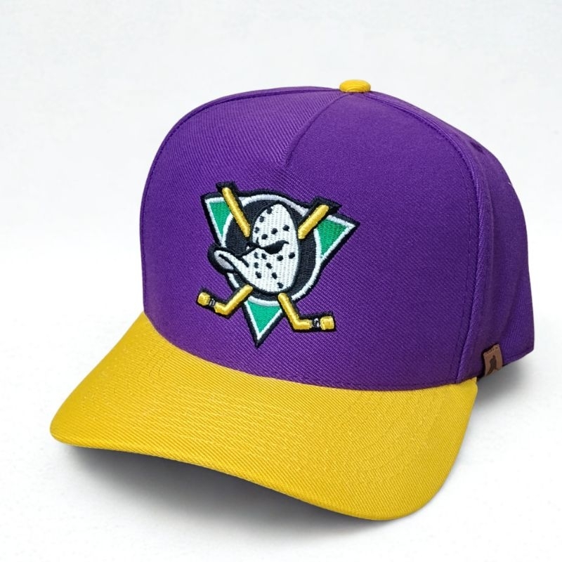Boné Masculino Aba Reta e Meia Curva Bordado Ducks Super Patos NHL Snapback Ajustável
