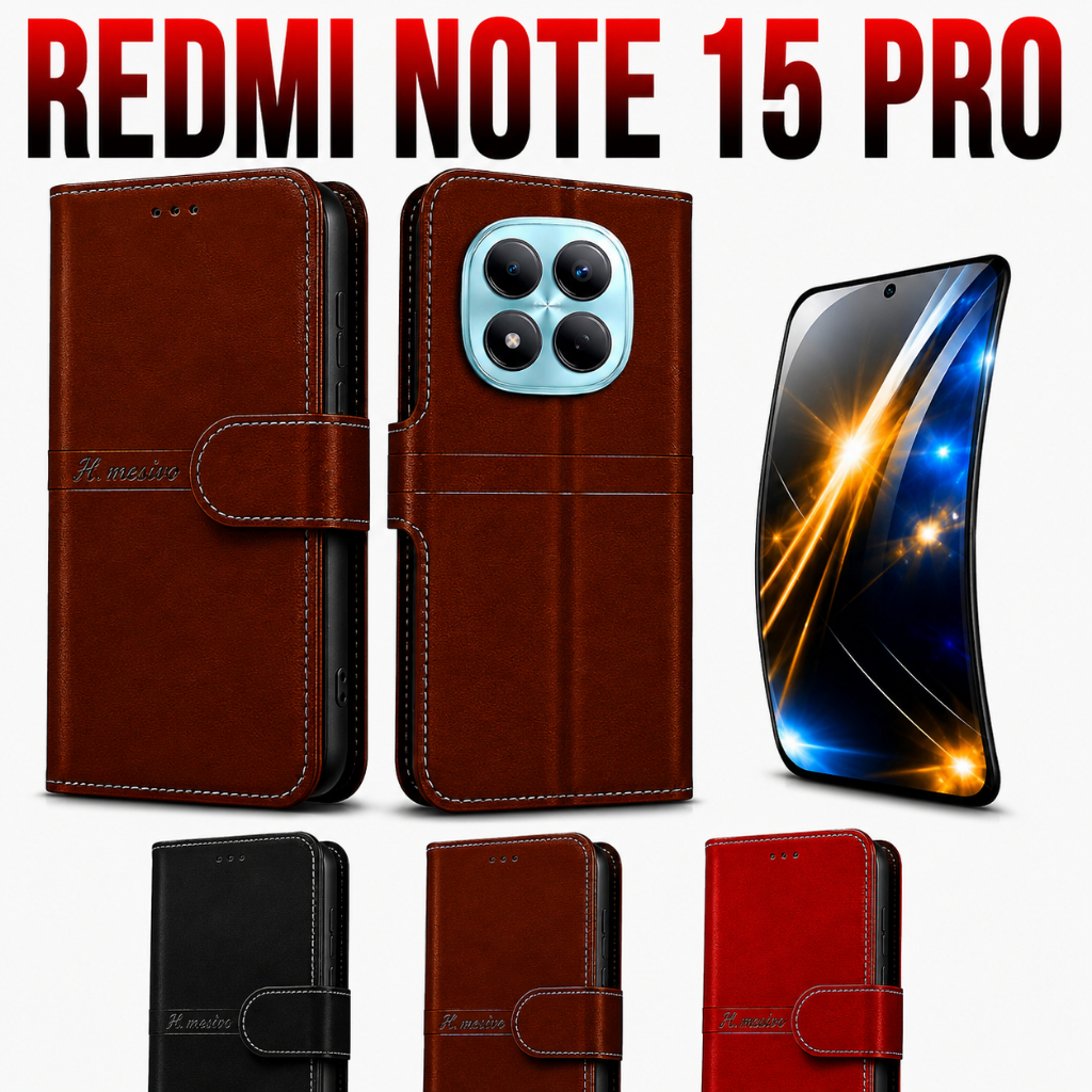 Capa Carteira Flip Xiaomi Redmi Note 15 Pro 4g 5g Sintético PRETA Magnética Cour
