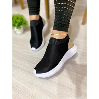 Tênis Feminino Meia Slip On Calce Fácil Confortável Leve