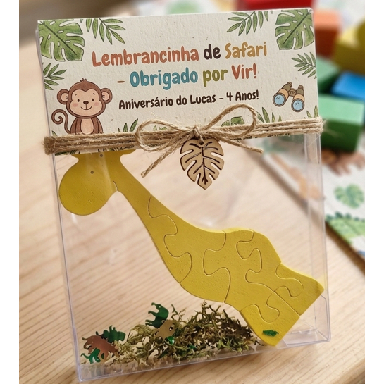 Quebra-cabeça 3D de Girafa - Mimos personalizados - Lembrancinha de aniversário Safari