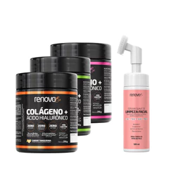 Kit 3 Potes Collagen Hidrolisado Verisol com Ácido Hialurônico + Espuma Limpeza Facial - Renova Be