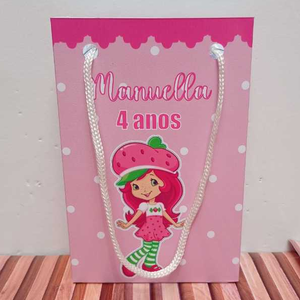 Sacolinhas personalizadas Moranguinho PEGUE E MONTE Lembrancinha de aniversário Sacolinha surpresa