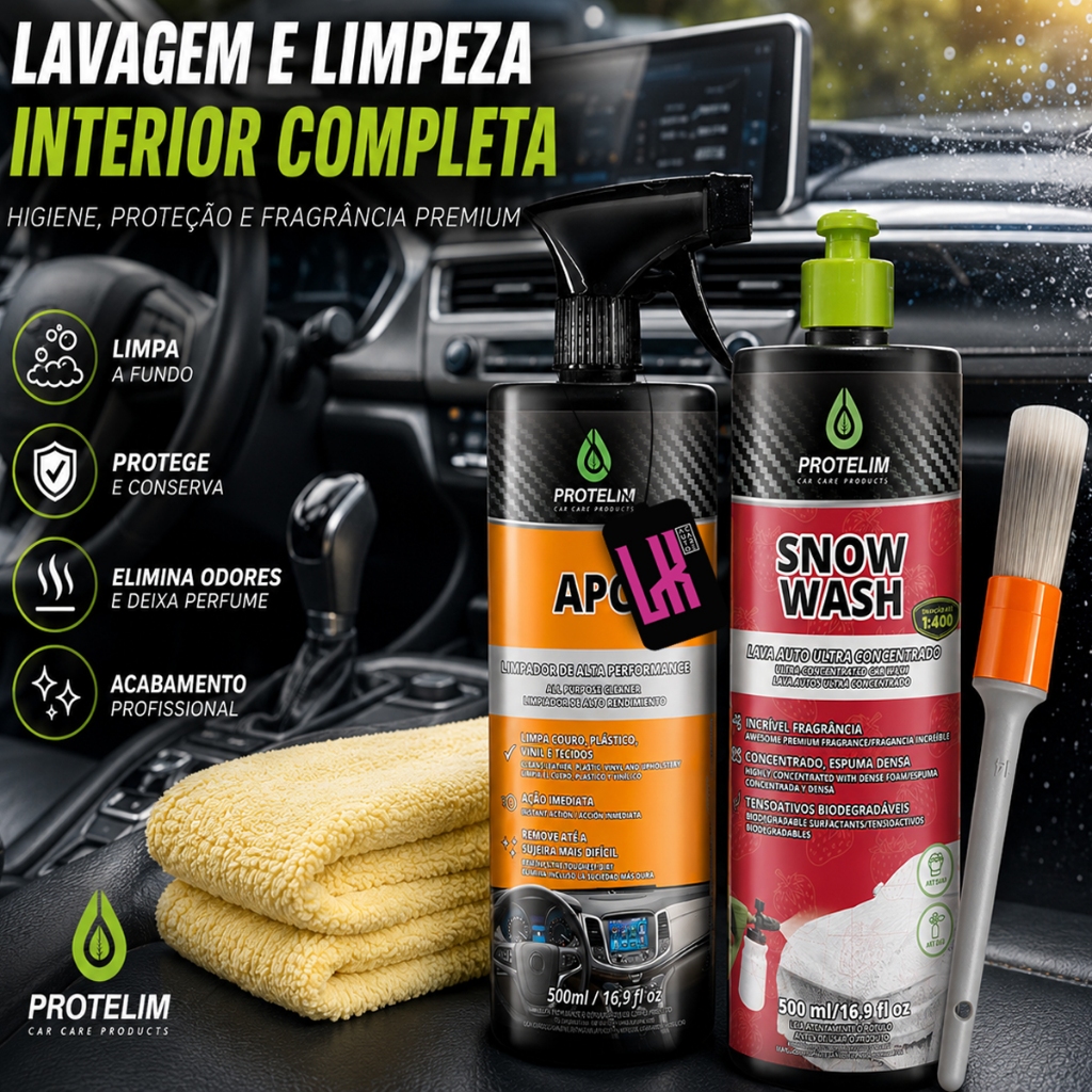 Kit Lavagem Protelim Shampoo Automotivo Neutro e Apc