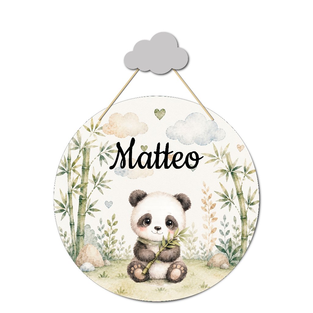 Enfeite Porta Maternidade Panda Pandinha Nome Personalizado Quadro Infantil