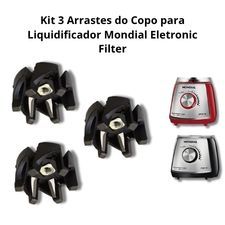 Kit 3 Arrastes do Copo para Liquidificador Mondial L60 L66 Peça Reposição