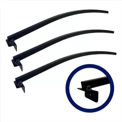Kit 3 Suporte Braço Refletor Led Fachada Base L Curvado 60cm