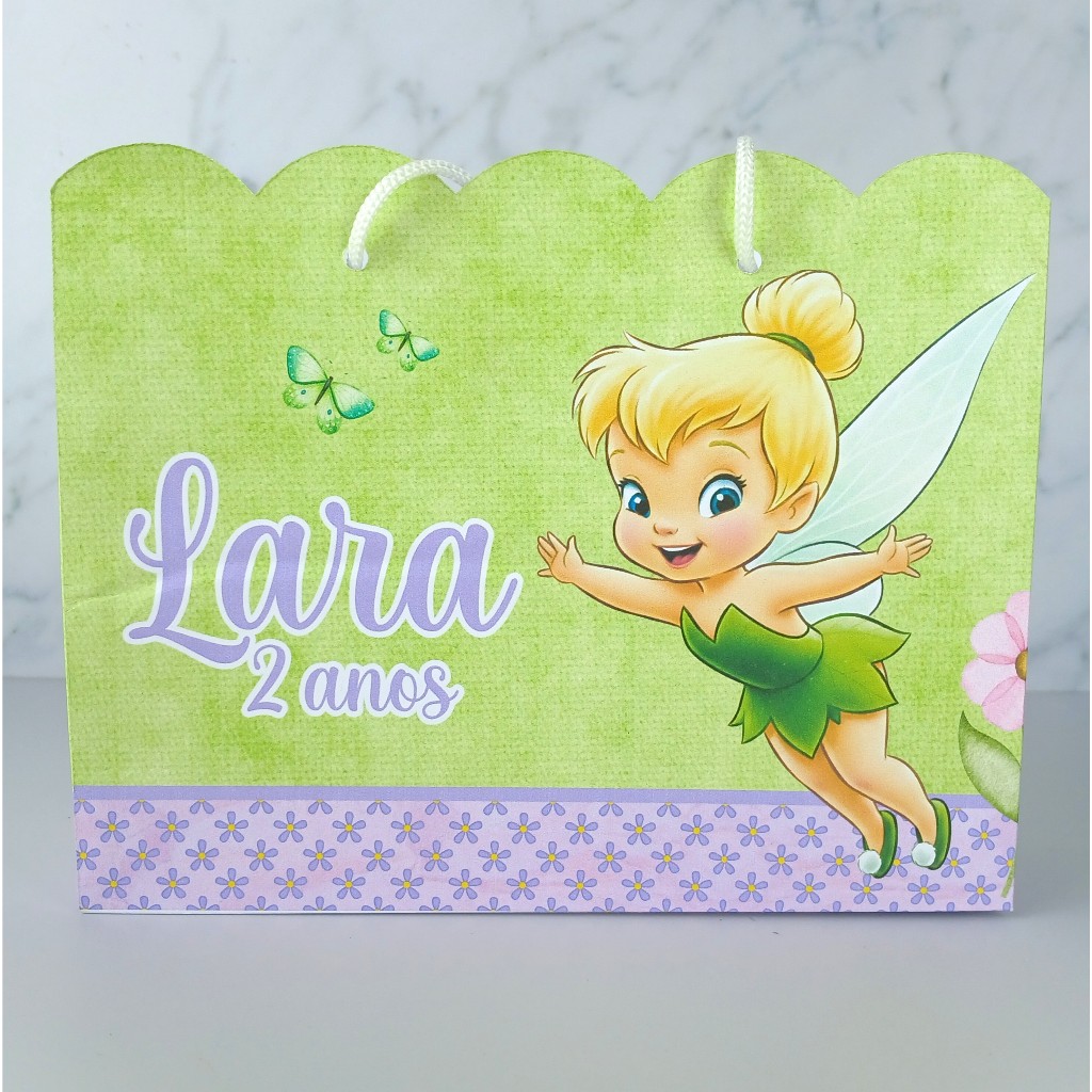 Sacolinha Personalizada Sininho Baby - Tinker Bell Baby - (PEGUE E MONTE) Lembrancinha de Aniversário