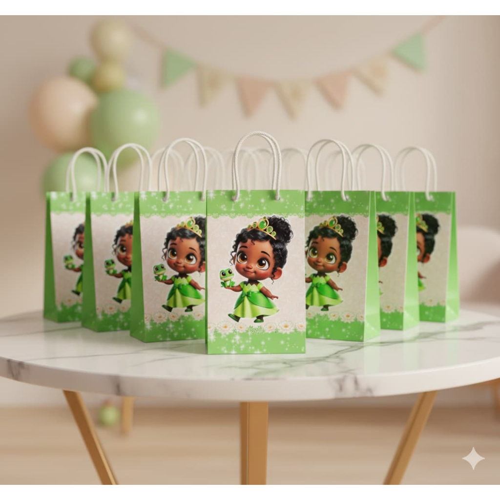 Envio Rapido - Sacolinhas Personalizadas tema Tiana Baby | A princesa e o sapo cut - Lembrancinha | Pegue e monte